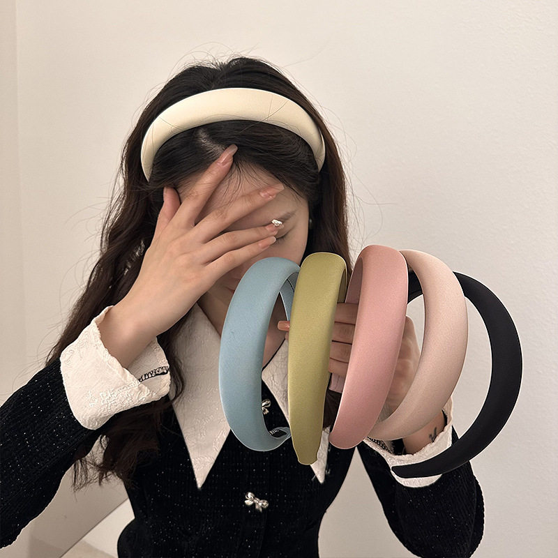 韩国夏季清新蓝绿色系高颅顶头箍发饰奶油糖果色宽边发箍女