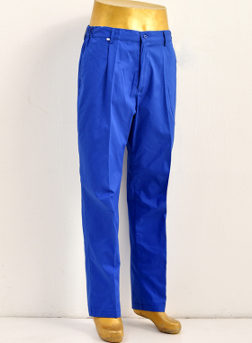 艳蓝色工作裤男劳保耐磨春秋厚款宽松直筒建筑工地上班纯棉裤子男