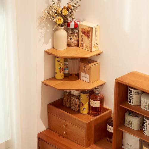 实木免打孔置物架收纳搁板层板架