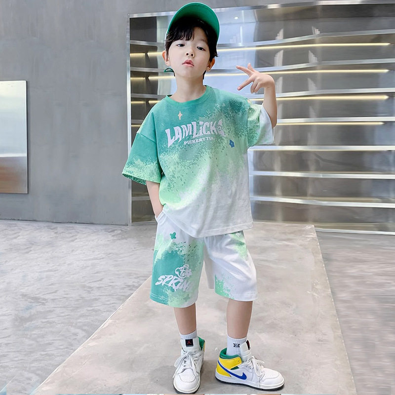 男童夏装套装2025新款夏季儿童短袖t恤运动服男孩薄款两件套童装