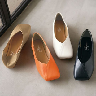 日本海外直邮2023秋女鞋代购方头时尚休闲舒适平底鞋单鞋