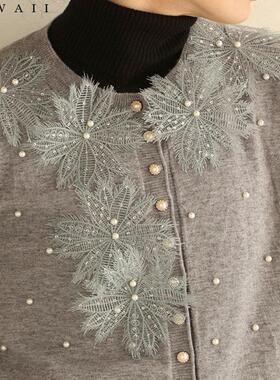 日本海外直邮20259春季女装代购立体花朵时尚针织衫甜美开衫外套