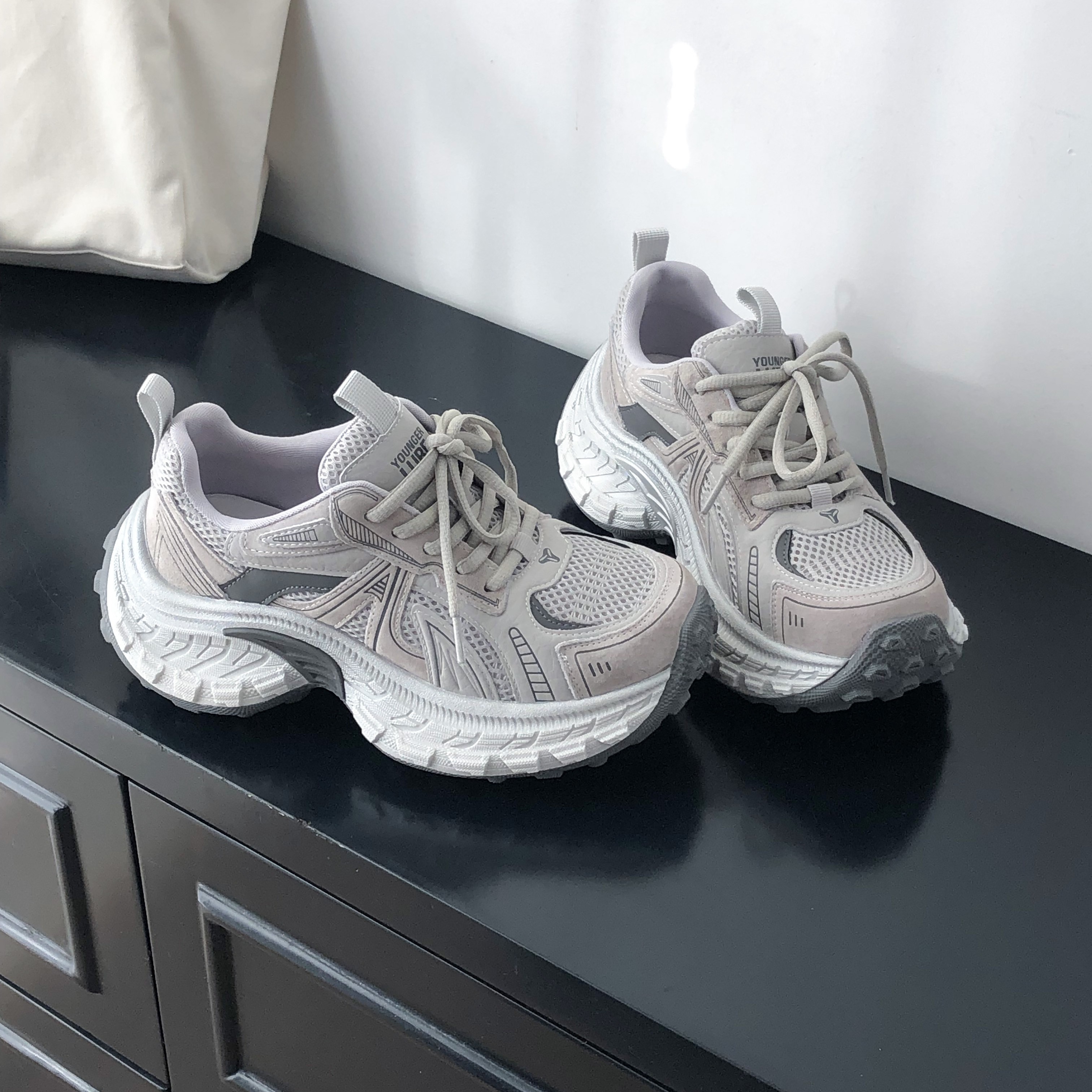 女款老爹鞋2026春季新款真皮网面透气小个子增高运动休闲鞋厚底鞋,女鞋,老爹鞋,淘宝优惠券,粉丝福利购,淘宝优惠卷