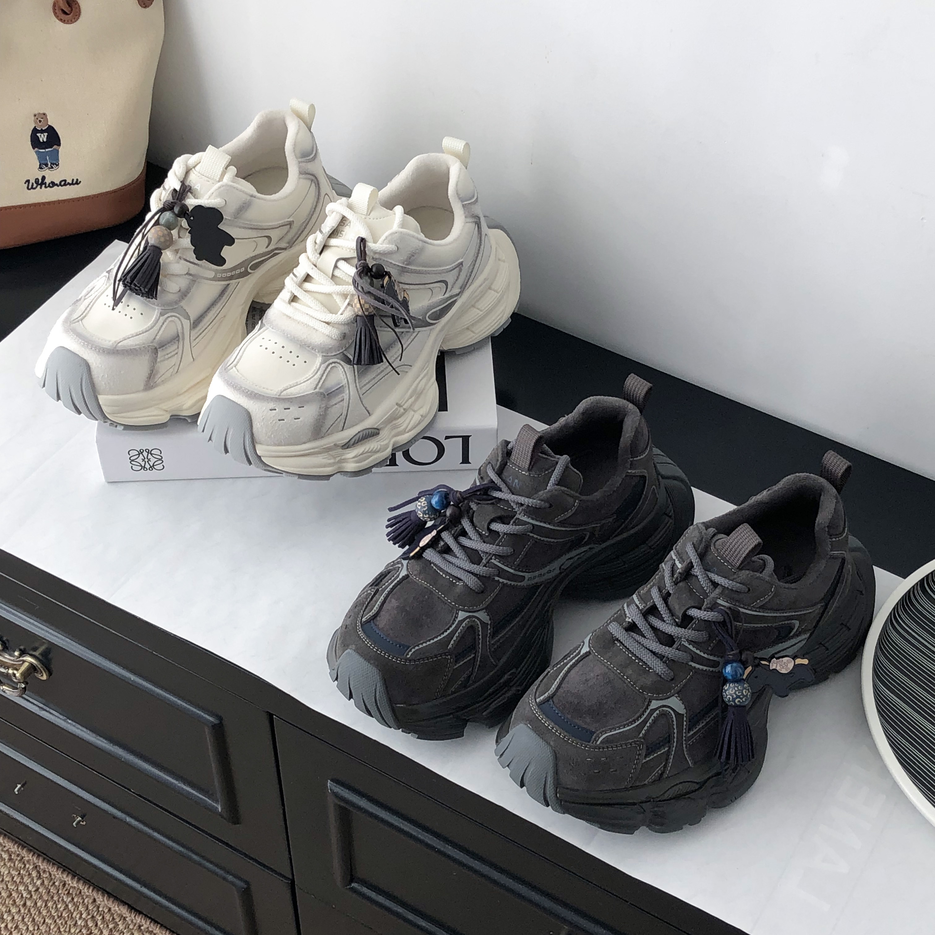 冬季时尚加绒厚底老爹鞋