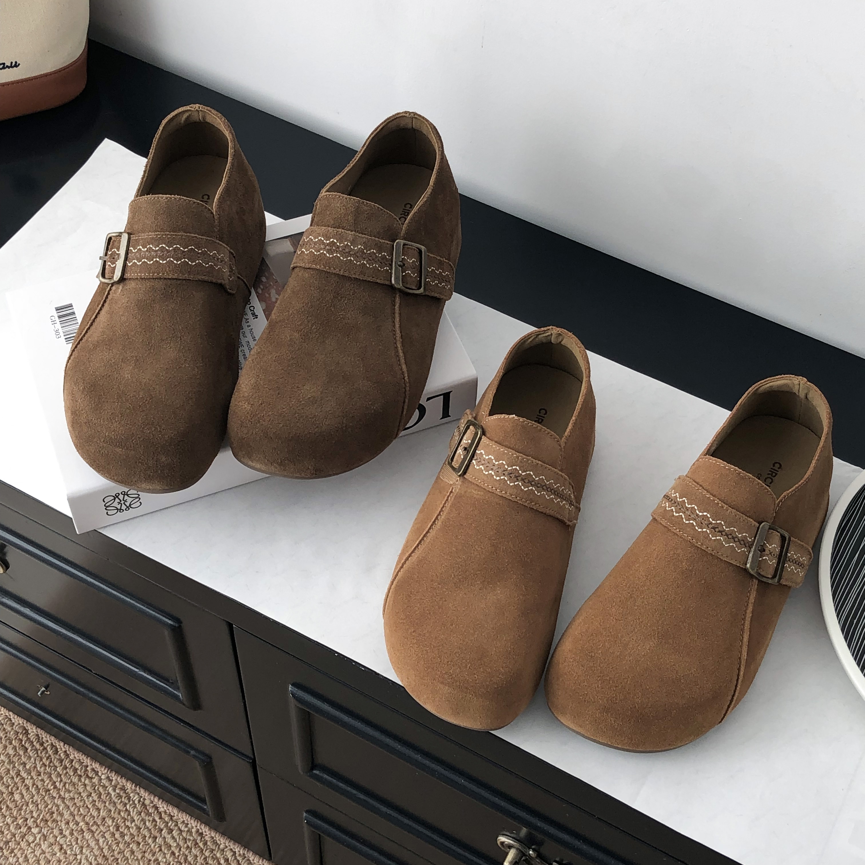 真皮内增高勃肯鞋女单鞋