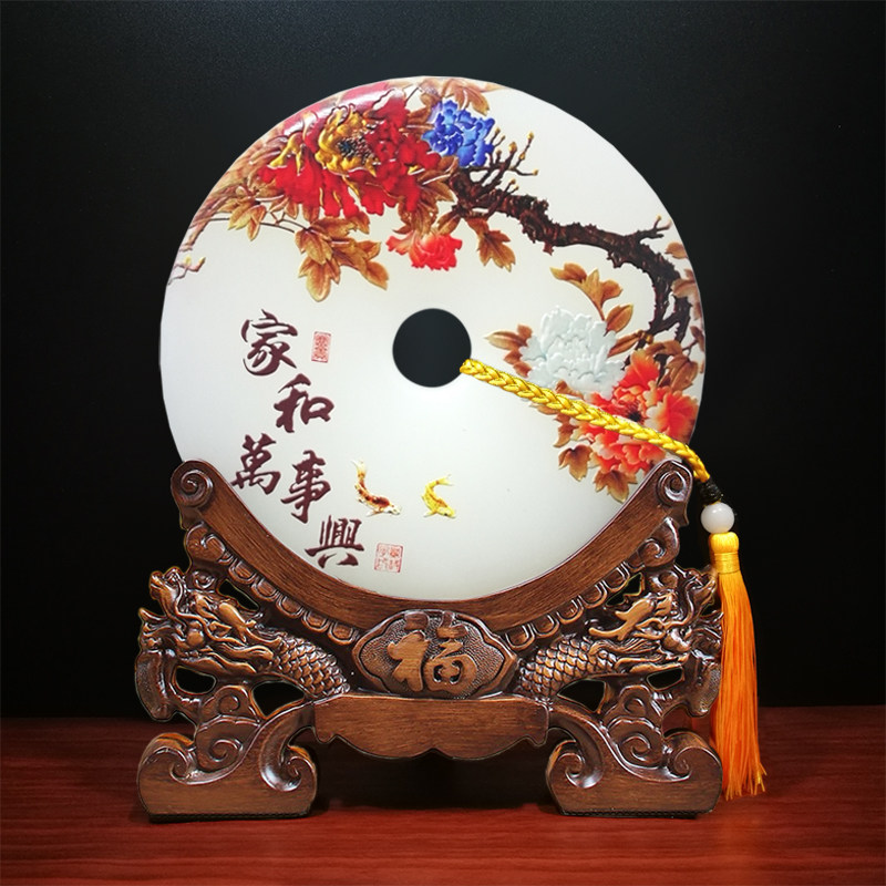 家和万事兴玉石平安扣摆件客厅酒柜家居电视柜搬新家乔迁新居礼品