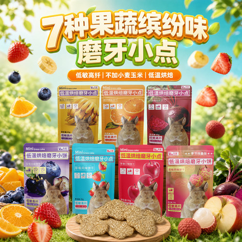 牛宠兔子零食营养水果草饼磨牙互动奖励龙猫豚鼠荷兰猪宠物零食