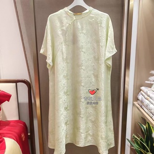 女家居裙爱慕 染翠HJ21487 皇锦含桑蚕丝桑波缎提花短袖 家居睡裙