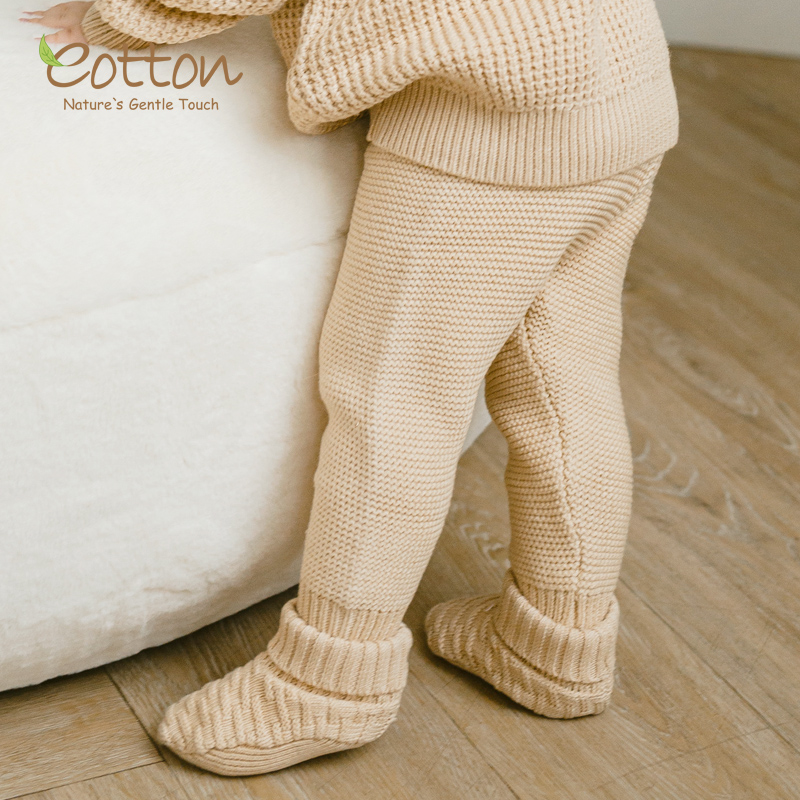 彩棉针织长裤新生儿线衫毛衣裤子