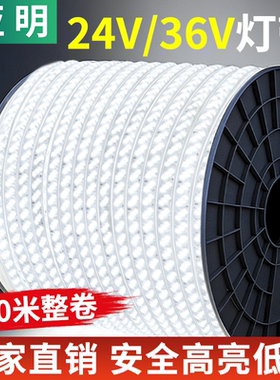 亚明24v低压36v灯带led白光超亮工地隧道地下室工程户外照明防水