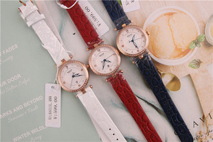 正品精铁时手表K6015L镶钻石英表韩版时尚潮流女表学生表真皮带