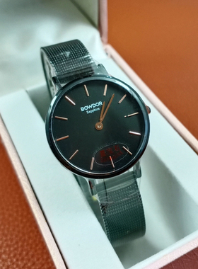 特价宝舵手表简约超薄款石英机芯99102简单钢网带女表防水蓝宝石