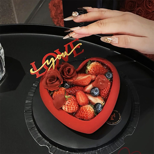 ins风214情人节浪漫爱心蛋糕装 饰 饰亚克力love告白插件甜品烘焙装