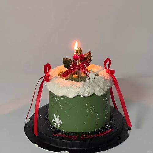 小红书同款红色丝带蝴蝶结铃铛蜡烛节日烘焙插件圣诞节蛋糕装饰