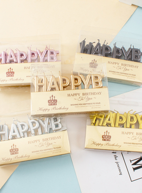 网红ins风happy birthday蜡烛插件生日快乐烘焙蛋糕装饰摆件爱心