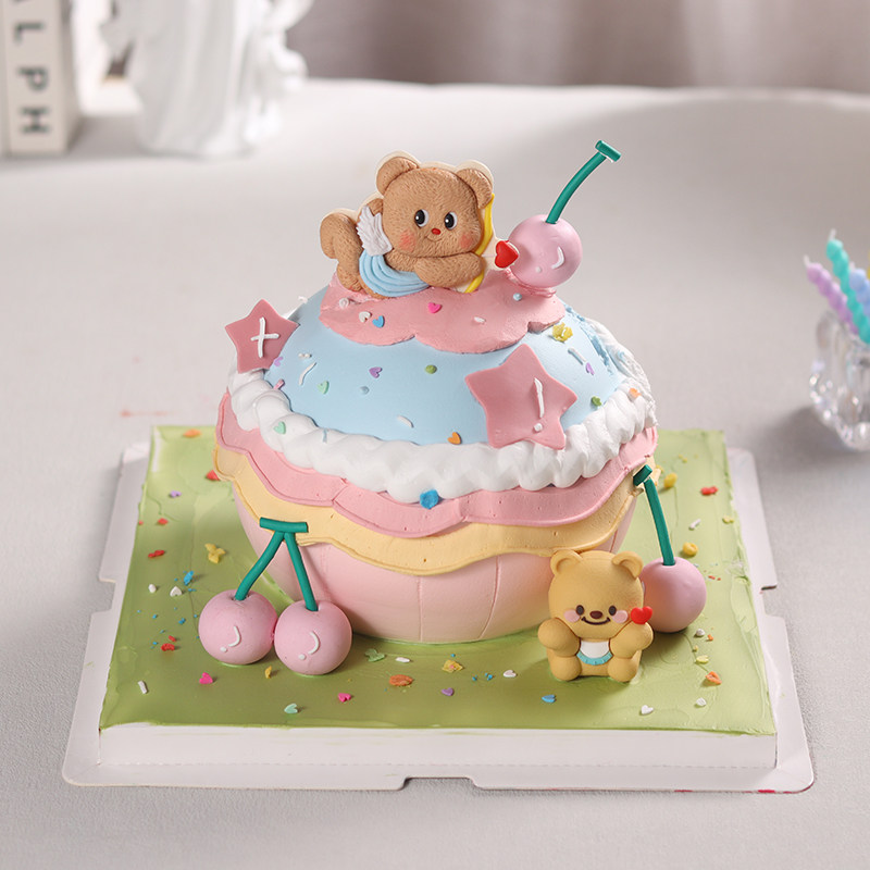 七夕情人节告白小熊蛋糕装饰卡通黄油小熊摆件情侣表白烘焙装扮