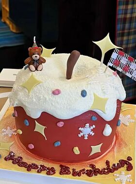 2025圣诞节苹果雪花ins插旗蛋糕装饰四角切模小熊蜡烛烘焙装扮