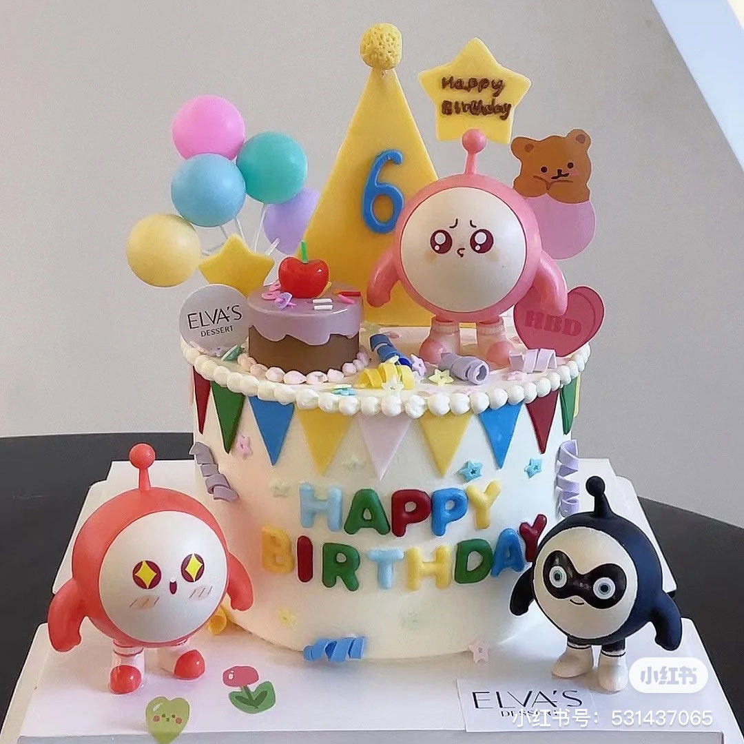 蛋仔派对主题蛋糕装饰摆件 可爱卡通搪胶款大号蛋仔儿童男孩生日