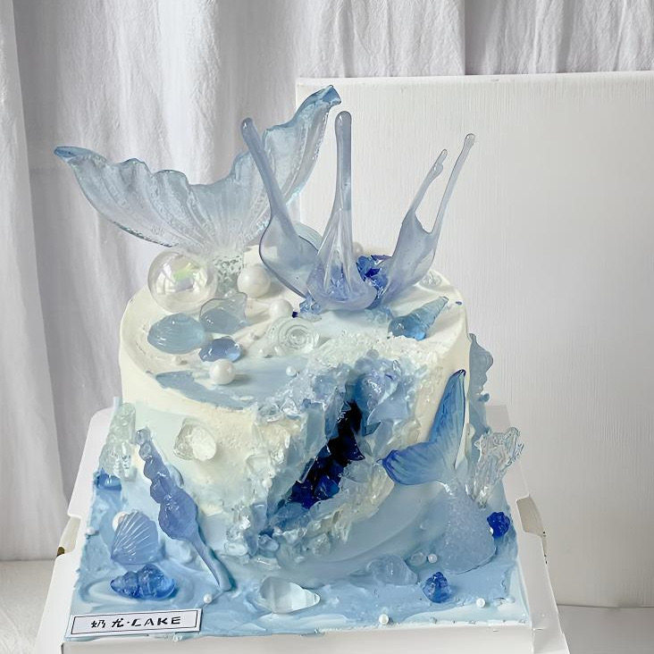 网红艾素糖水晶糖蛋糕装饰品摆件女神生日快乐唯美皇冠海洋系插件
