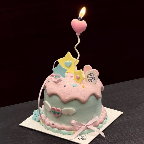 网红小众ins粉色爱心蜡烛彩色糖果女孩蛋糕装饰五星压膜小花模具
