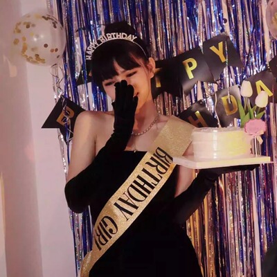 网红港风女神绶带小公主皇冠头饰生日快乐肩带派对拍照写真道具l