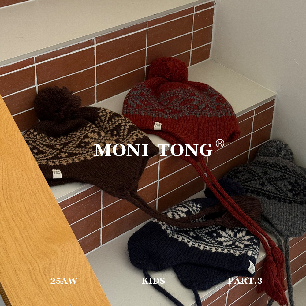 MONI 费尔岛提花护耳针织球球帽 大童/成人