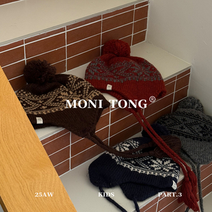 MONI 费尔岛提花护耳针织球球帽 大童/成人
