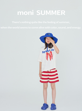 MONI 三防蔬菜T恤/红色条纹短裤