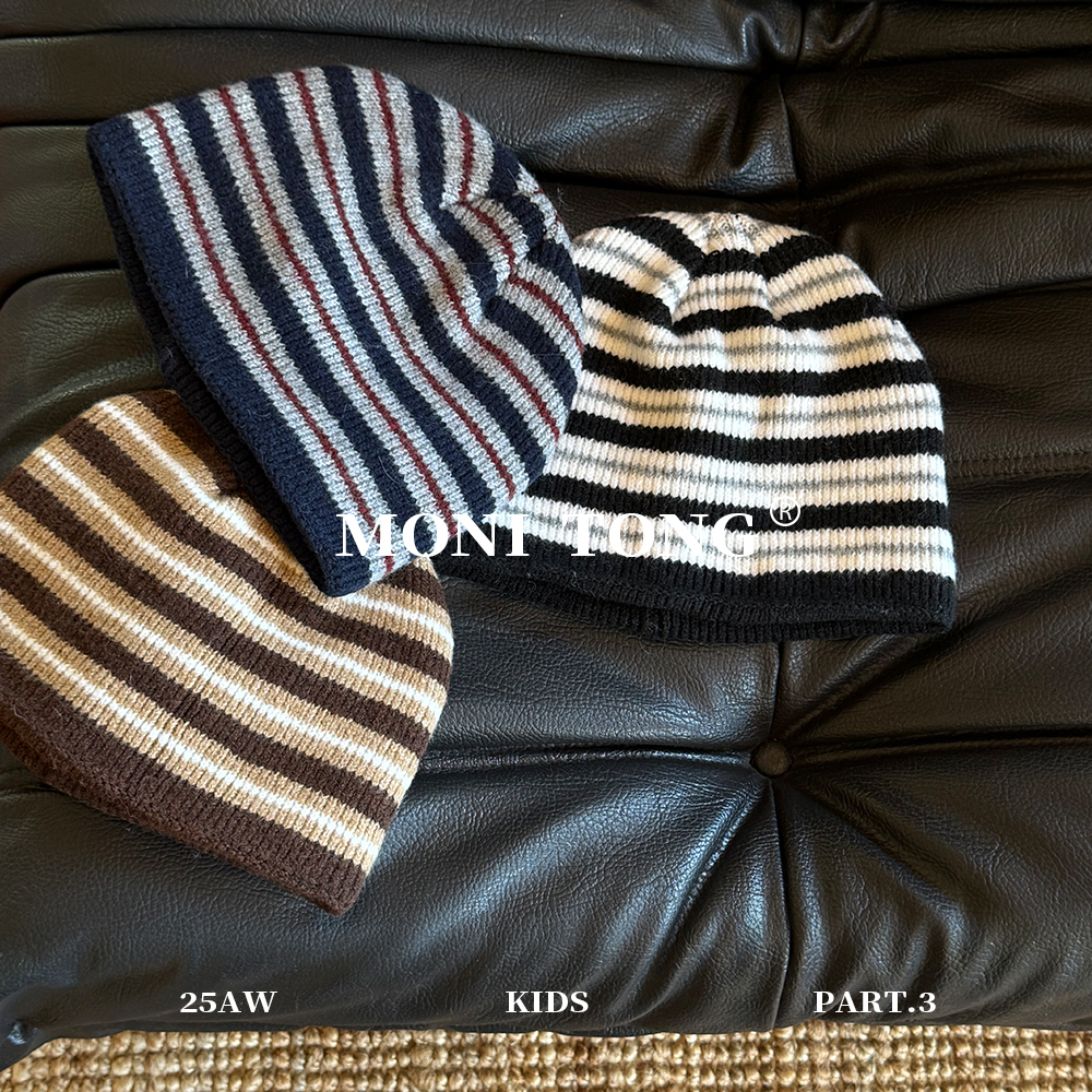 MONI 羊毛混纺条纹针织冷帽