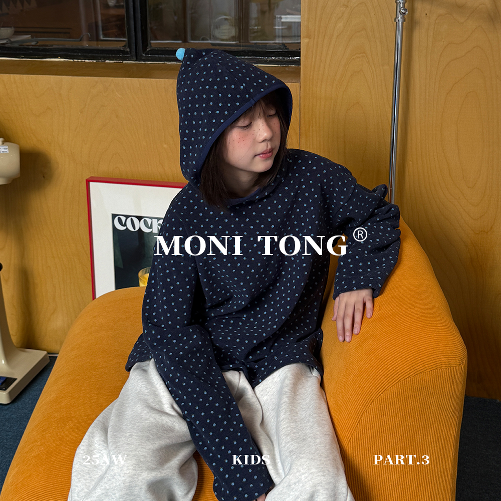 MONI 印花摇粒绒戴帽上衣/花灰色拉绒直筒卫裤