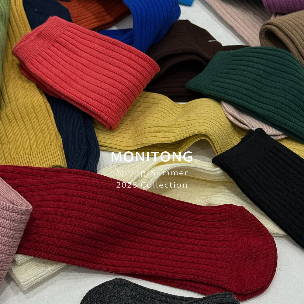 MONI 28色糖果中筒无跟坑条袜 中性款