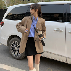 Real shot real price Khaki suit coat women's small crowd fried Street loose casual one button small suit