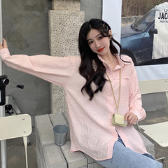 Real price ~ loose and lazy texture wrinkle sunscreen shirt women's design feeling light and cool shirt summer