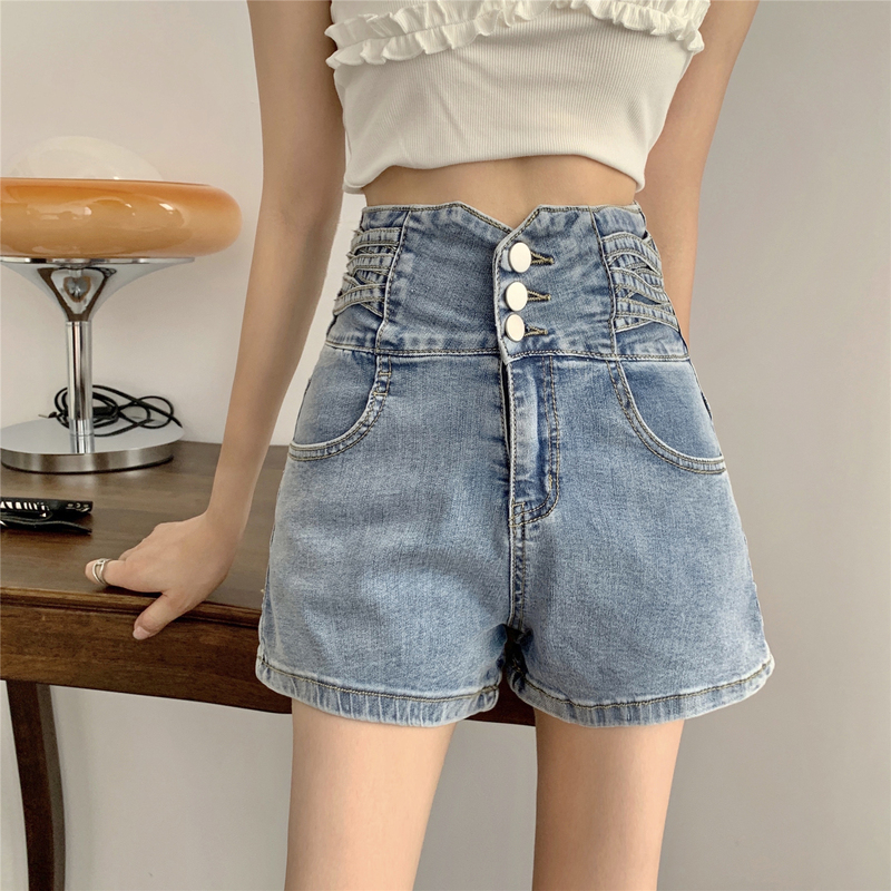 High waist denim shorts for women in summer