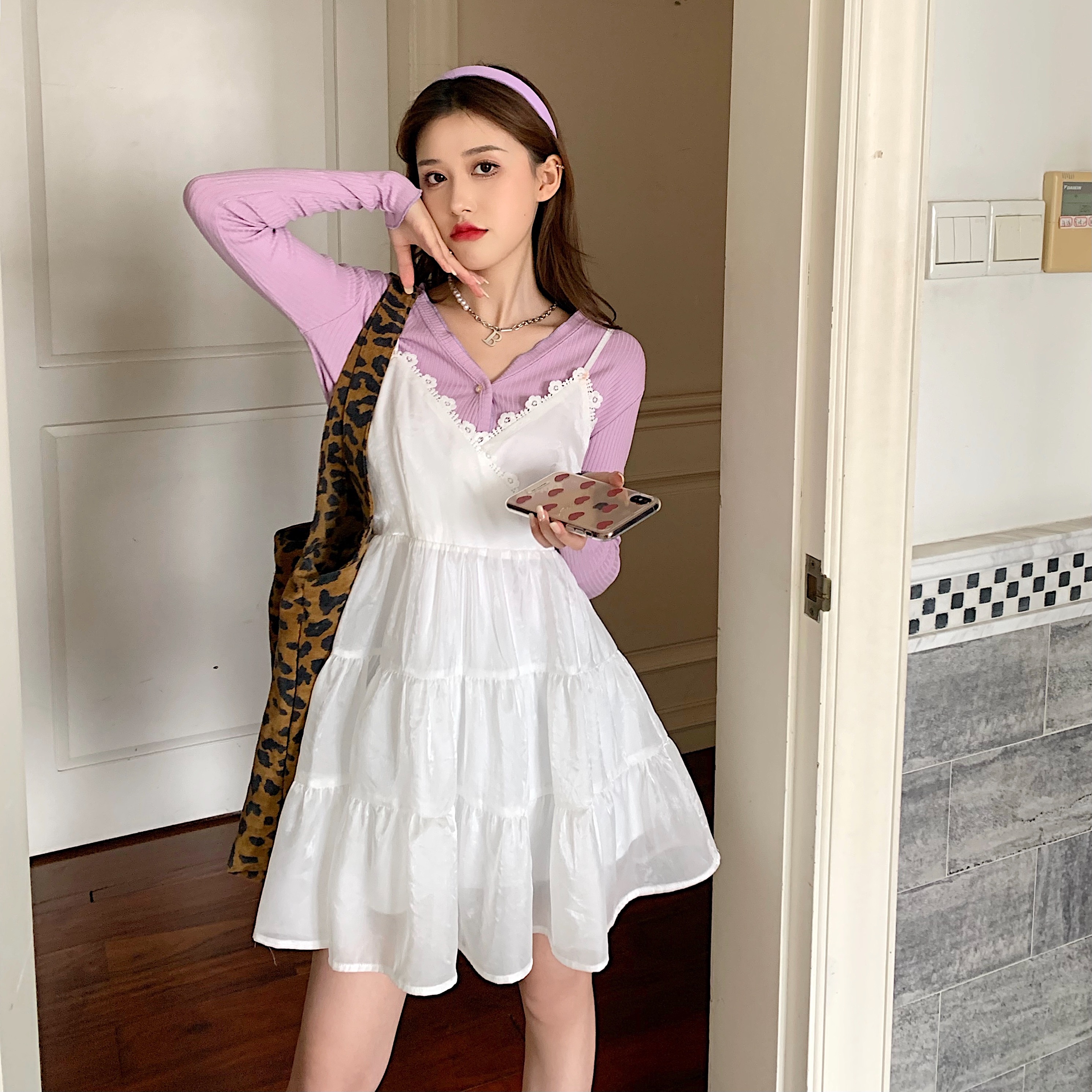 Real price ~ pearl white soft sweet SLING DRESS fairy cake Baby skirt