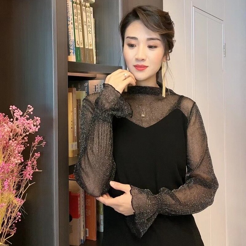 人弗缘甄选【月夜星辉】黑色星空高领百搭打底衫IC2403419