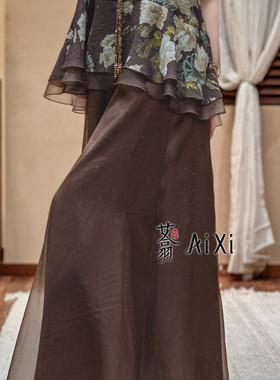艾翕甄选2026夏季新款中年女性妈妈双层飘逸纯色气质直筒休闲裤子
