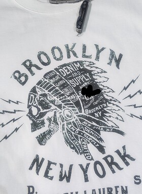 denim supply美式复古印第安人头骨骷髅头男士短袖T恤 RRL短袖T恤