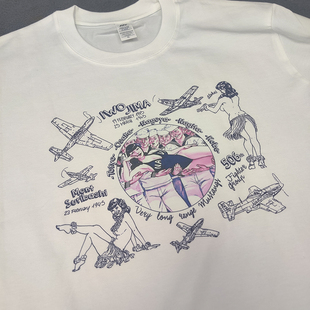 水手T恤 T恤navy手绘风格 二战军事风美式 复古飞虎队飞机印花男短袖