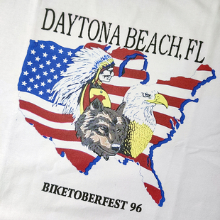 印第安人图腾西部鹰印花男士短袖T恤男装美式复古美国国旗短袖T恤