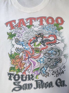 90S复古国风纹身刺青CHINA Tattoo男士短袖T恤小众古中国龙短袖T