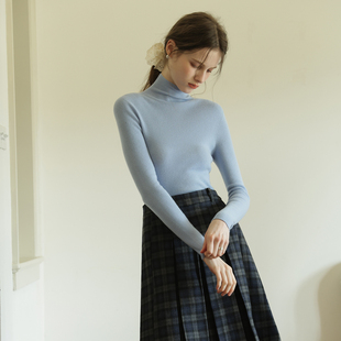 春也白亲肤无缝一体扬子纱全羊毛高领打底针织衫修身显瘦羊毛毛衣
