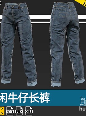 MD Clo3D写实牛仔裤紧身长裤子zprj服装素材FBX模型OBJ附英文教程