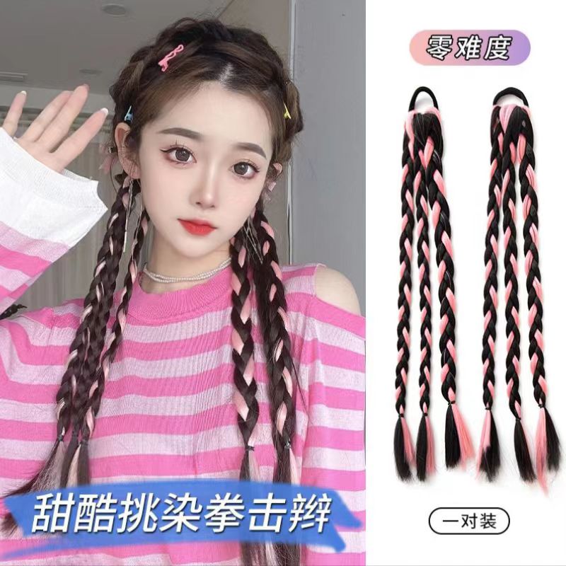 张杰应援音乐节发饰假发辫子甜酷女挑染滑雪脏辫拳击辫演唱会发辫