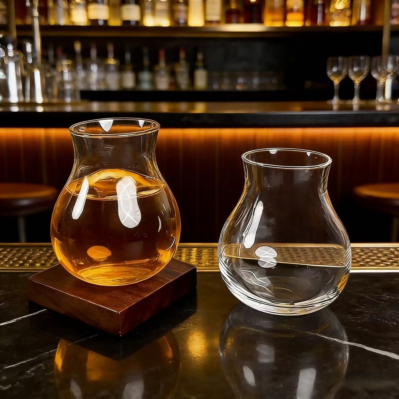 创意不倒翁水晶玻璃威士忌酒杯洋酒杯圆润底收口烈酒杯家用酒吧杯