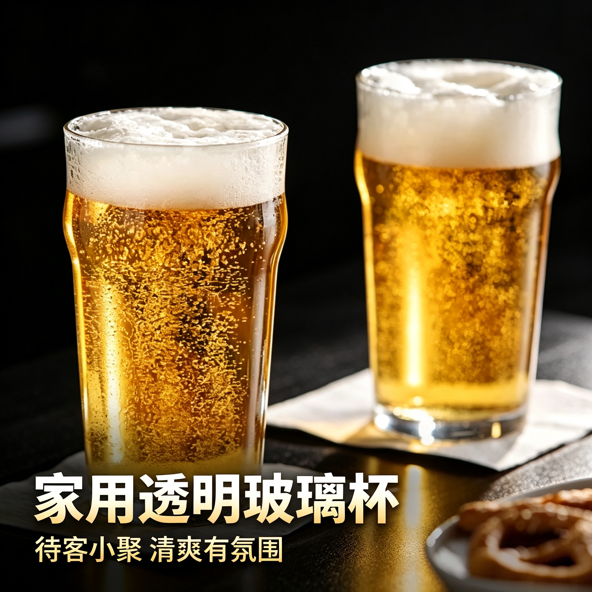 透明加厚耐高温啤酒玻璃杯logo
