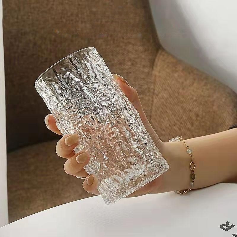 ins风树皮纹玻璃水杯简约清新森系小众洋酒杯加厚果汁杯牛奶杯子,餐饮具,玻璃杯,淘宝优惠券,粉丝福利购,淘宝优惠卷