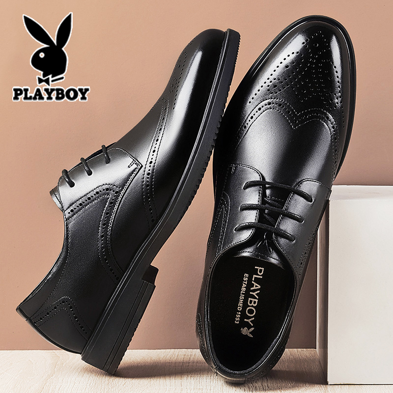 花花公子布洛克雕花巴洛克男士皮鞋真皮商务正装结婚新郎伴郎西装