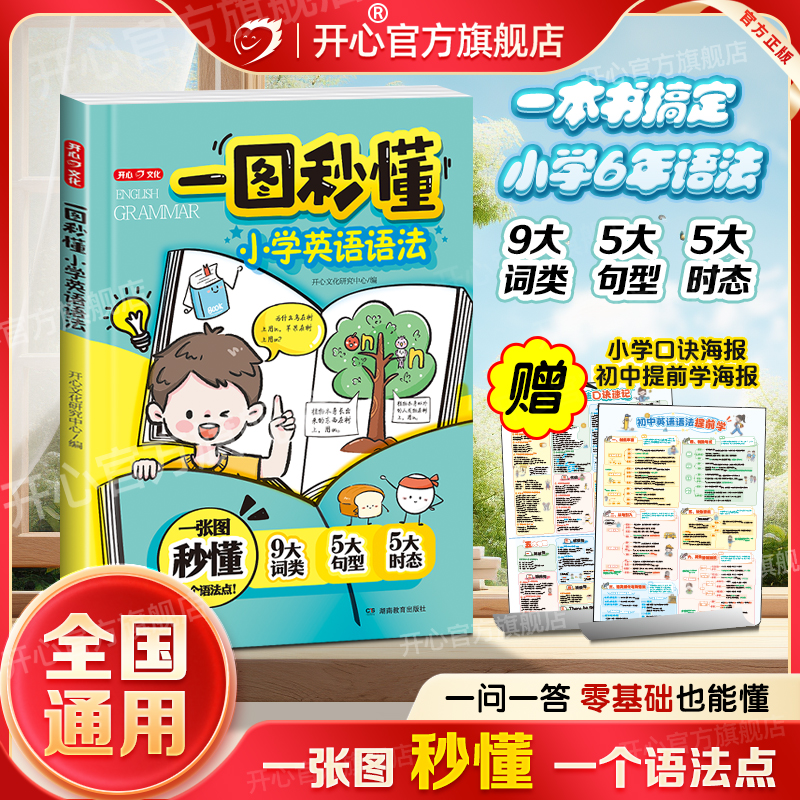 开心 一图秒懂小学英语语法抢先提前学漫画一本通新概念英语公式法语法趣味口诀速记练习专项训练每日一练知识点汇总大全书人教版