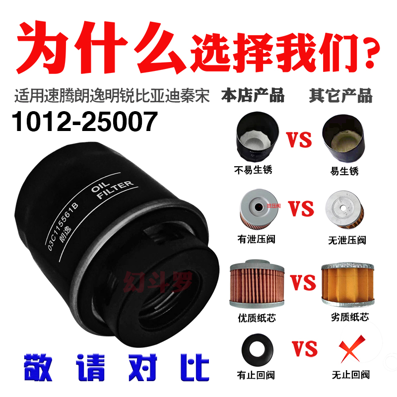 25007大众朗逸机油滤芯(带弹簧)速腾高尔夫6新宝来比亚迪滤清器